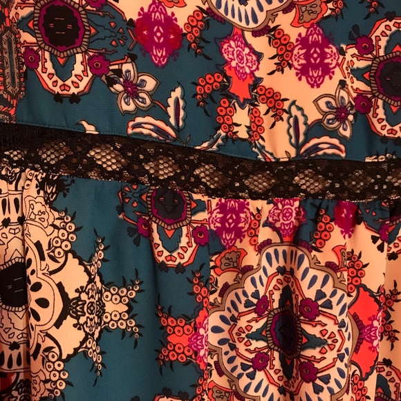 Womens Charles Henry Lace Trim Print Dress - Picture 6 of 8